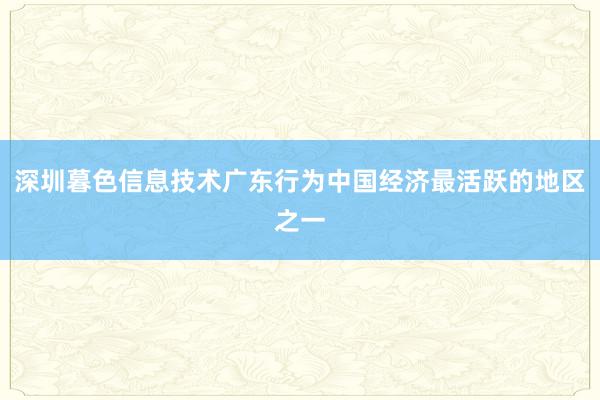 深圳暮色信息技术广东行为中国经济最活跃的地区之一